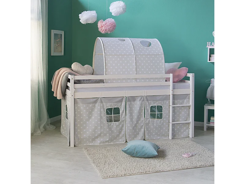 Kinderbed 90x200 cm wit met sterrenprint