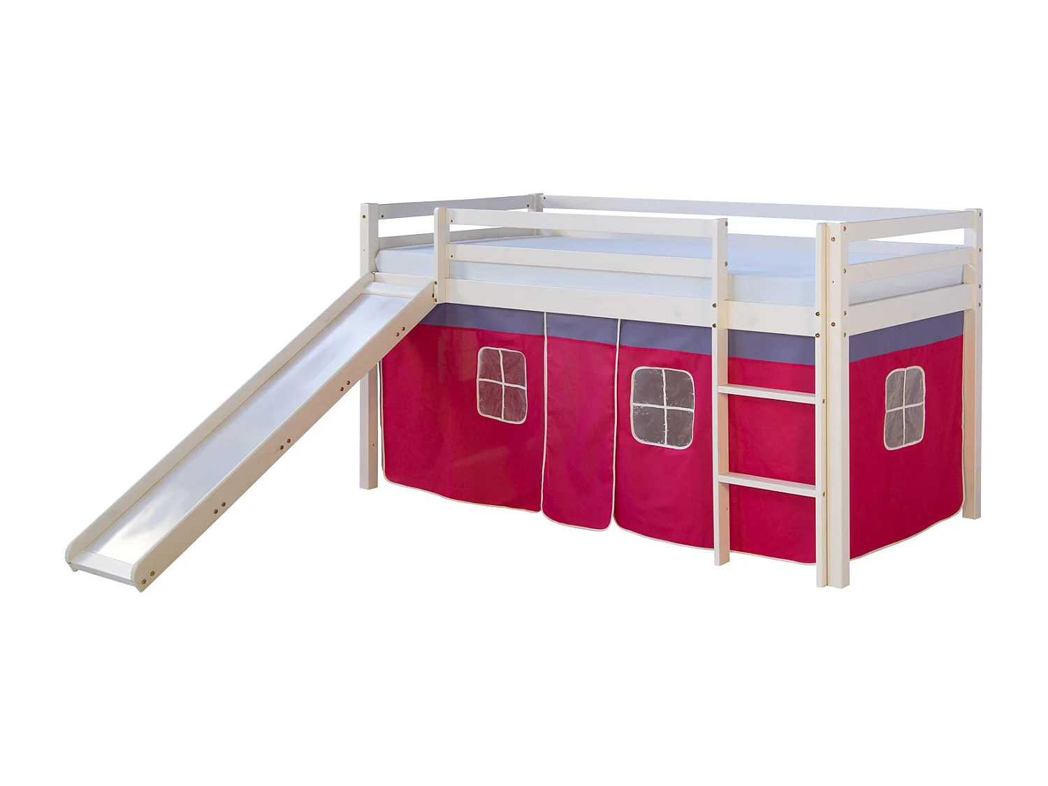 Hochbett 207,5x110x219,5 cm weiß rosa