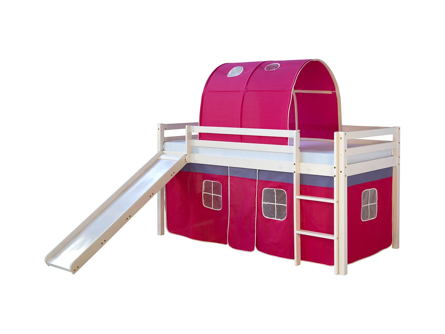 Hochbett 207,5x110x219,5 cm Weiß Pink