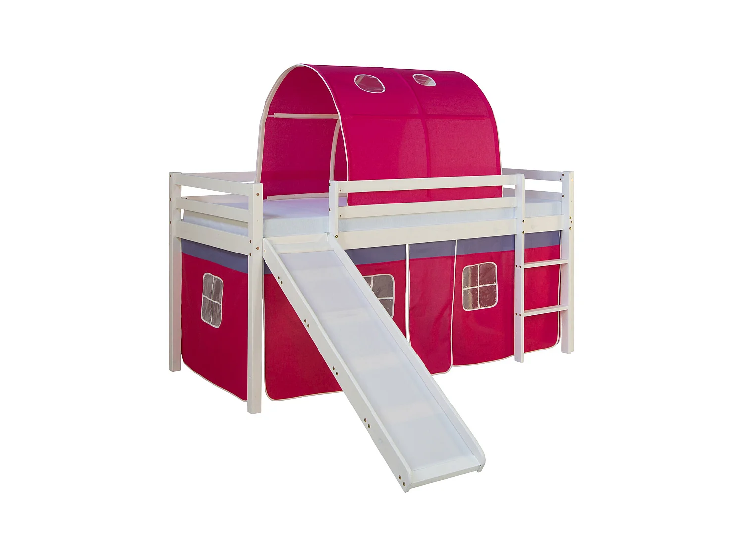 Hochbett 207,5x110x219,5 cm Weiß Pink