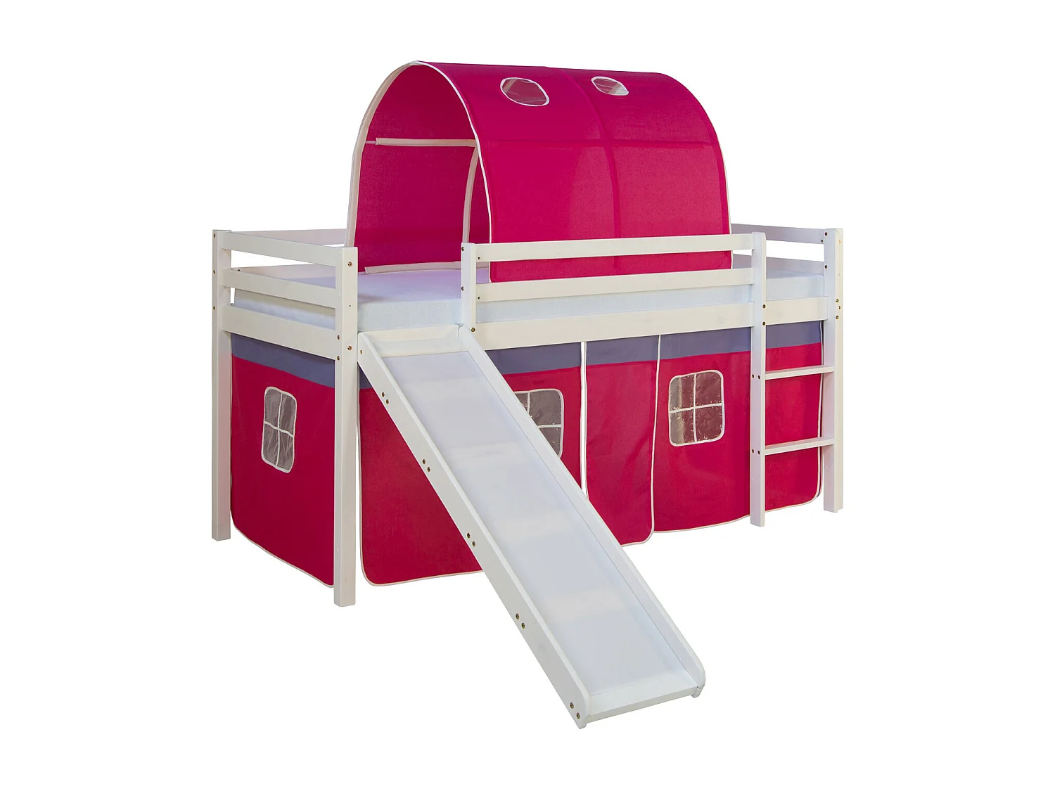 Hochbett 207,5x110x219,5 cm Weiß Pink