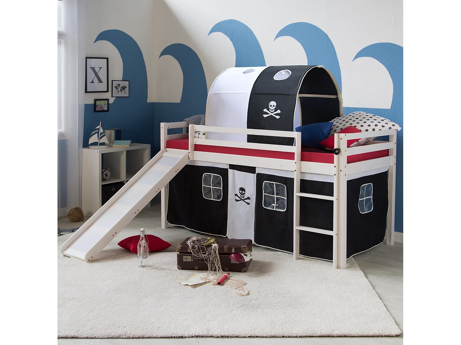 Hochbett 90x200 cm Schwarz Pirat