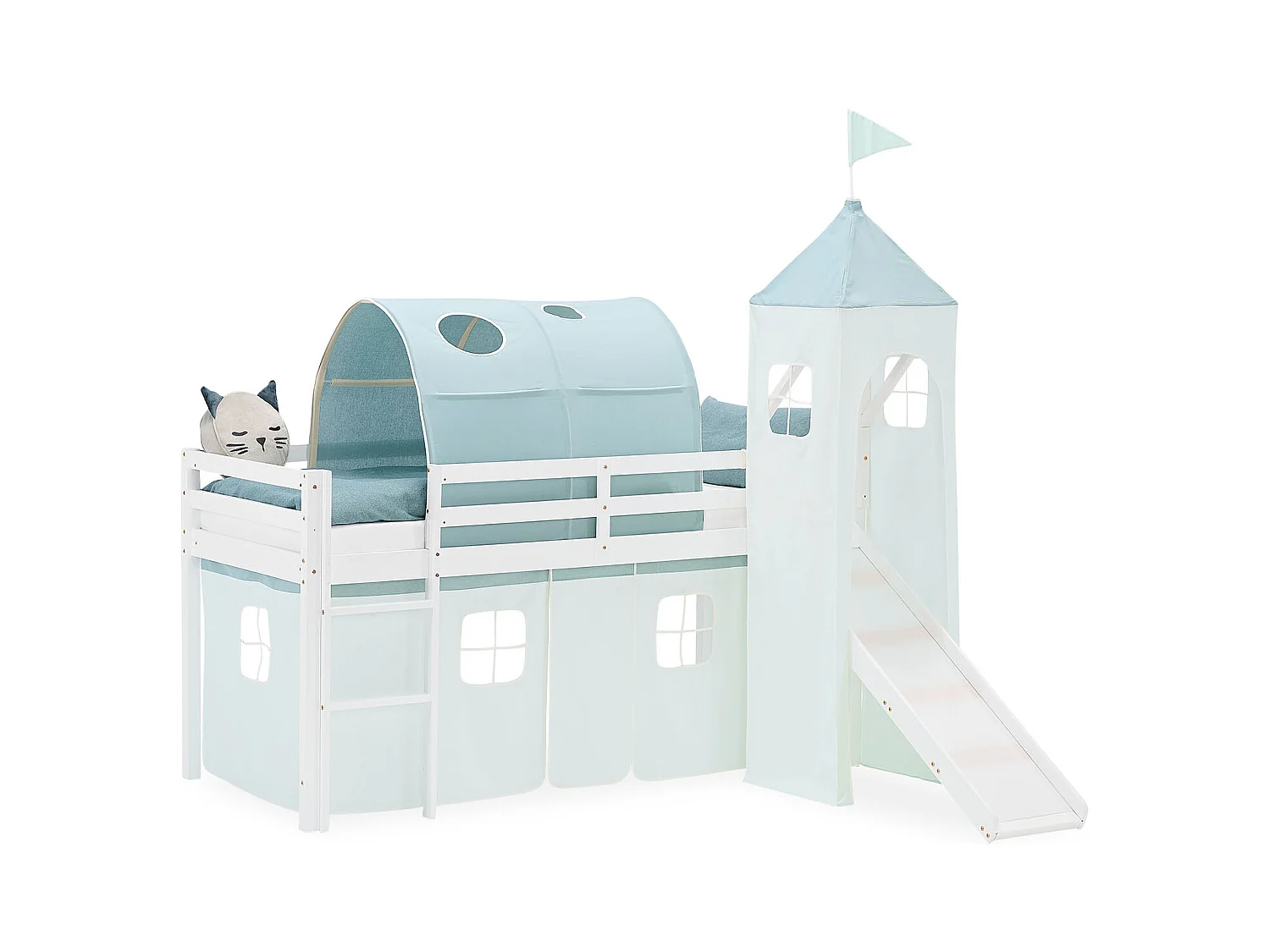 Hochbett für Kinder 90x200 cm Weiß Grün