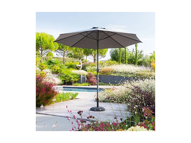 Parasol mat central rond 3m Loompa ardoise Hespéride