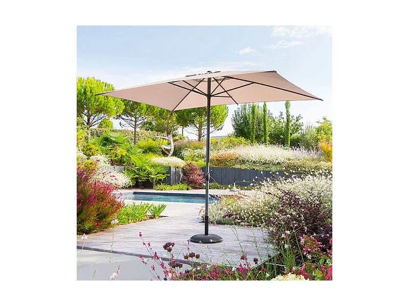 Parasol mat central 2x3 m Loompa taupe Hespéride