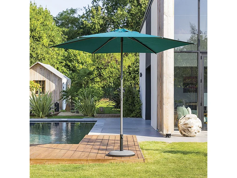 Parasol droit rond 2,7m Soya bleu canard Hespéride