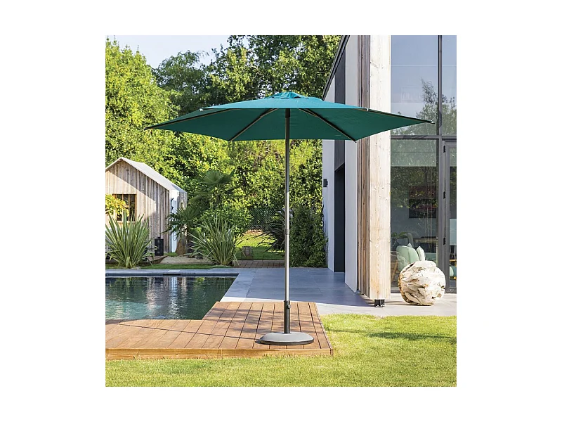 Parasol droit rond 2,7m Soya bleu canard Hespéride