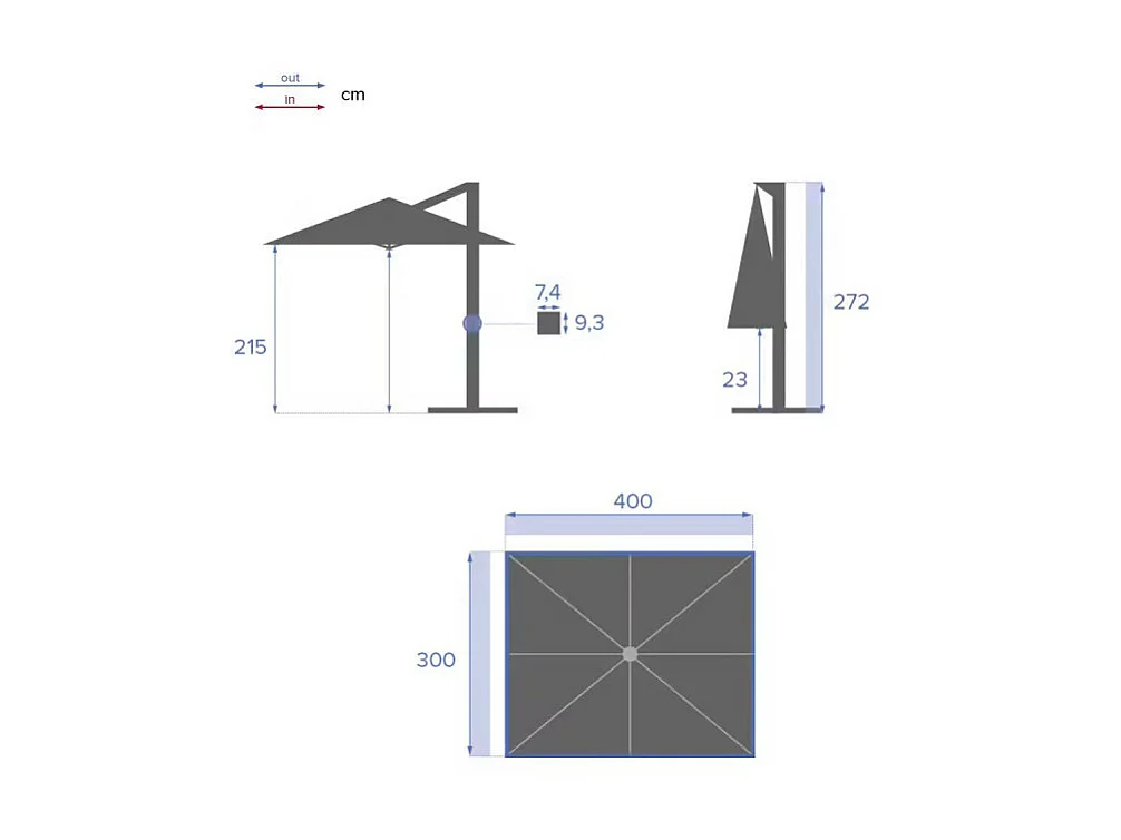 Parasol décentré Eléa inclinable rectangulaire noisette Hespéride