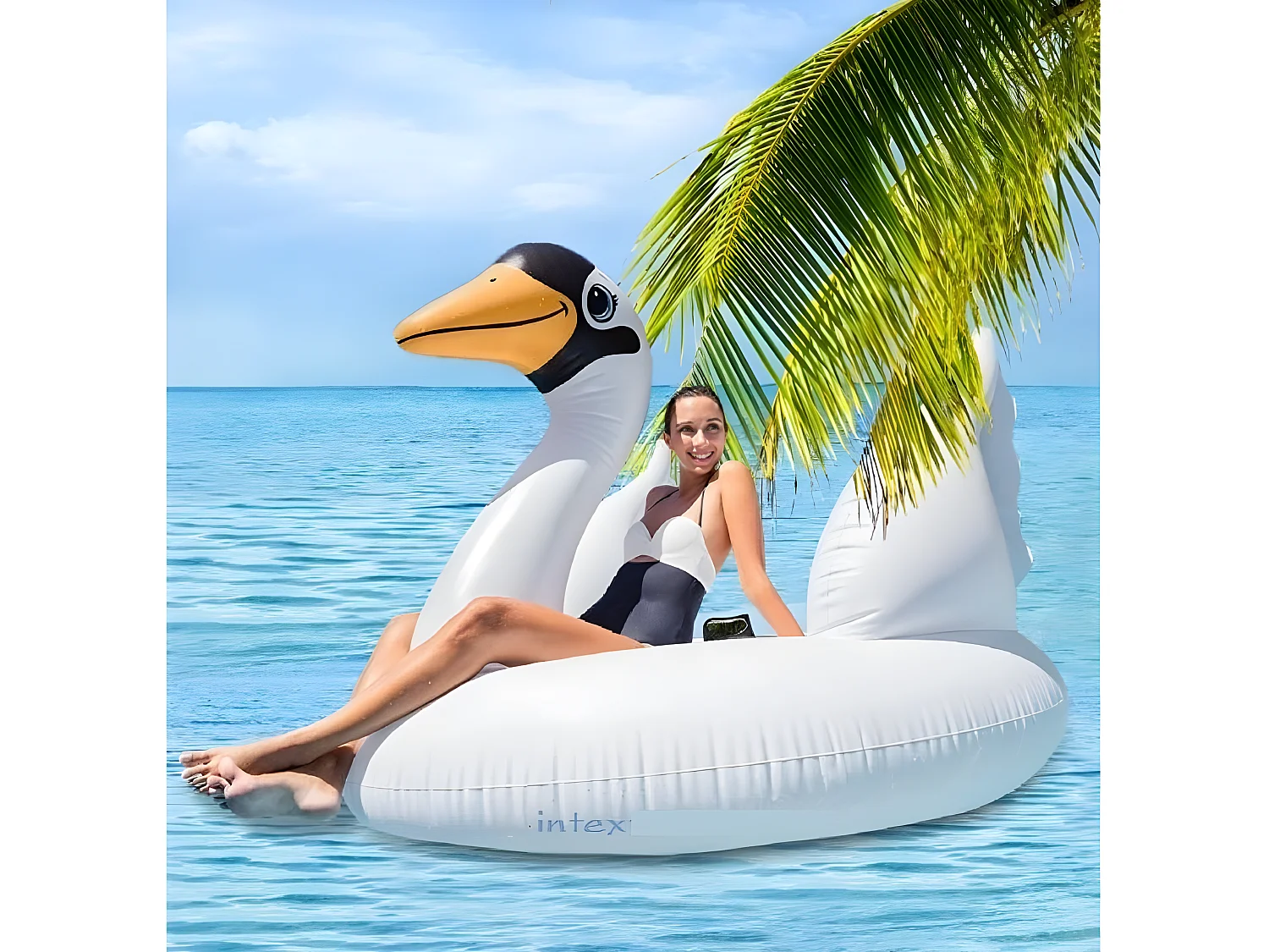 Bouée Géante Gonflable "Cygne" 194cm Blanc