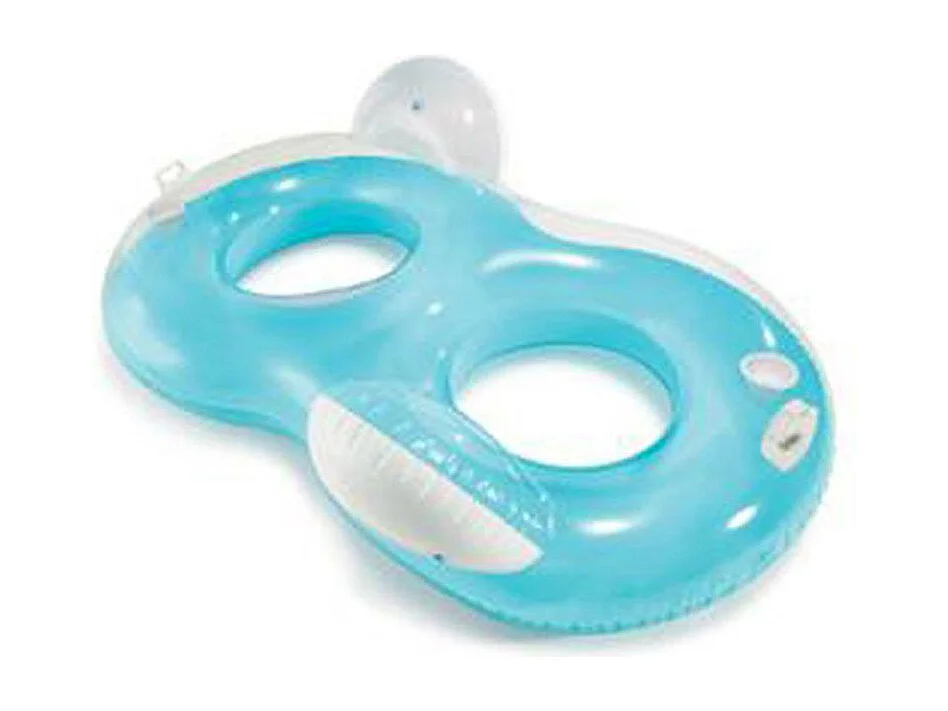 Colchoneta Intex 2 plazas azul/blanco 198x117 cm