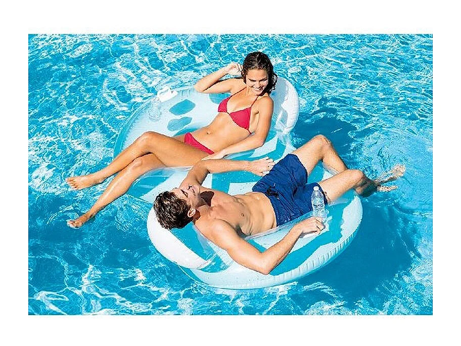 Colchoneta Intex 2 plazas azul/blanco 198x117 cm