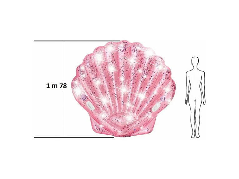 Matelas Gonflable "Coquillage Glitter" 178cm Rose