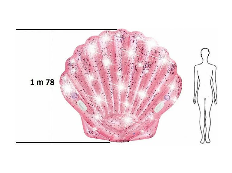 Matelas Gonflable "Coquillage Glitter" 178cm Rose