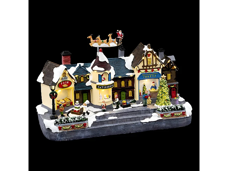 Village de Noël Rue "Ville" 37cm Multicolore