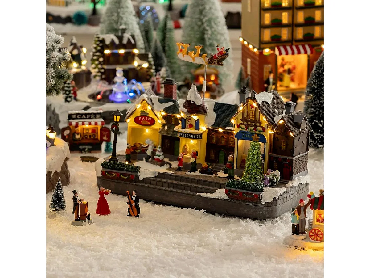Village de Noël Rue "Ville" 37cm Multicolore