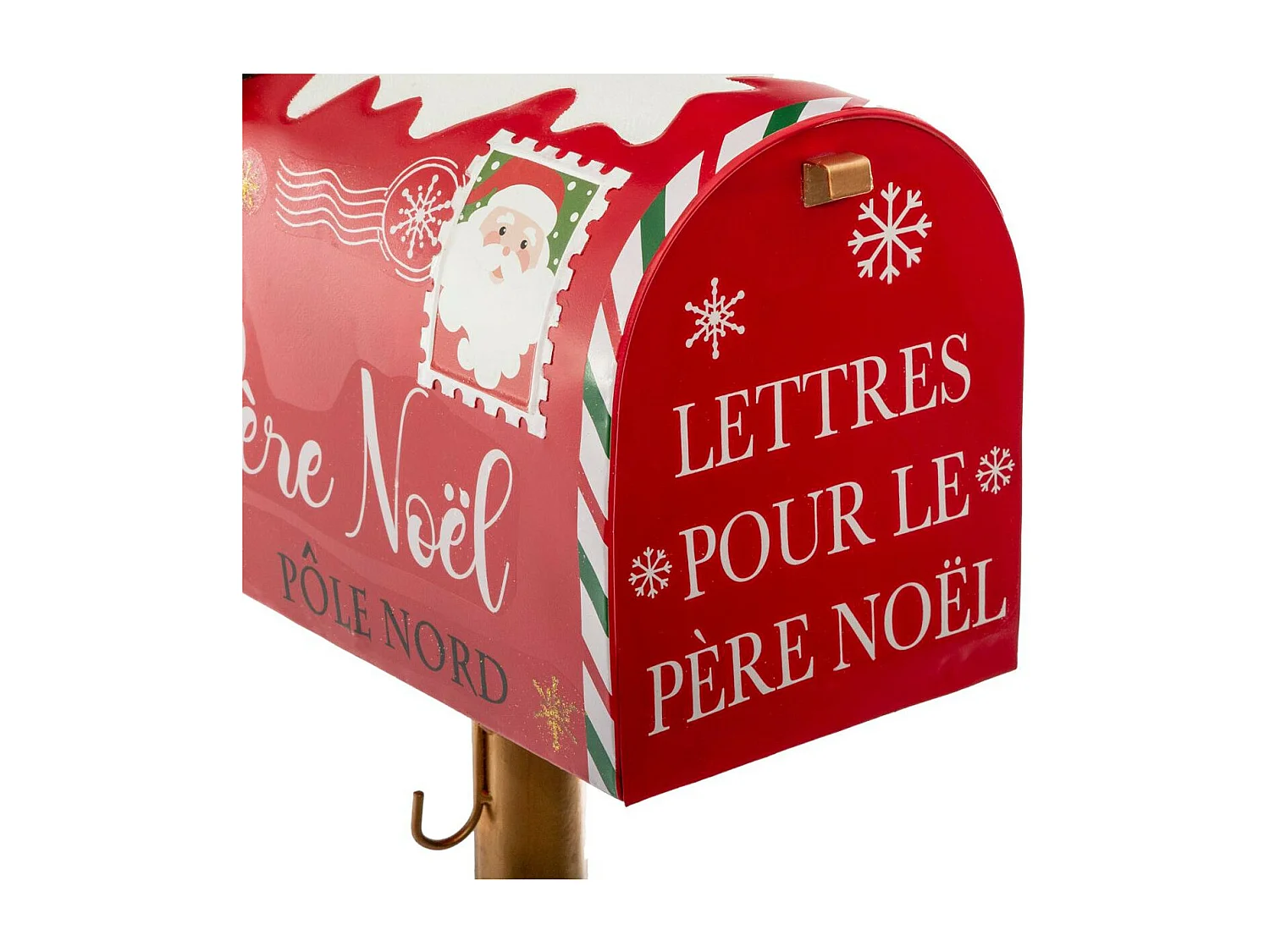 Déco de Noël Boite aux lettres avec pied façon sucre d'orge H 100.5 cm
