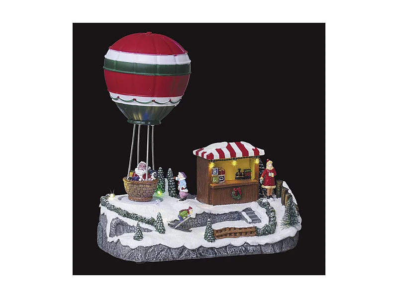 Village de Noël Manège & Ballon "Laponie" 24cm Multicolore