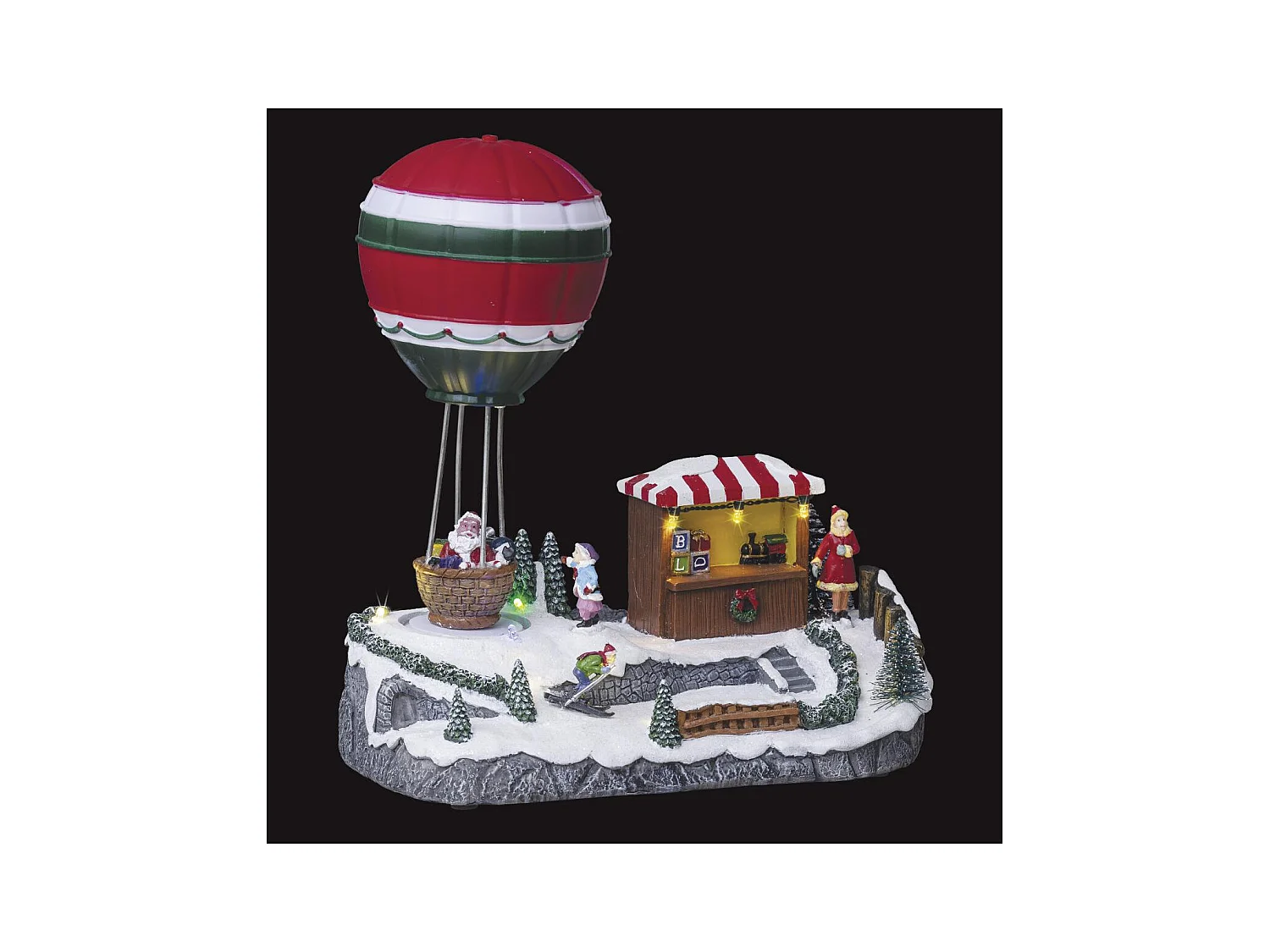 Village de Noël Manège & Ballon "Laponie" 24cm Multicolore