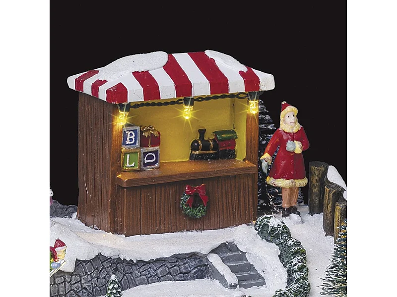 Village de Noël Manège & Ballon "Laponie" 24cm Multicolore