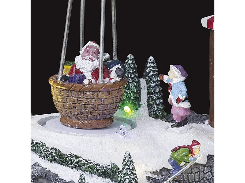 Village de Noël Manège & Ballon "Laponie" 24cm Multicolore