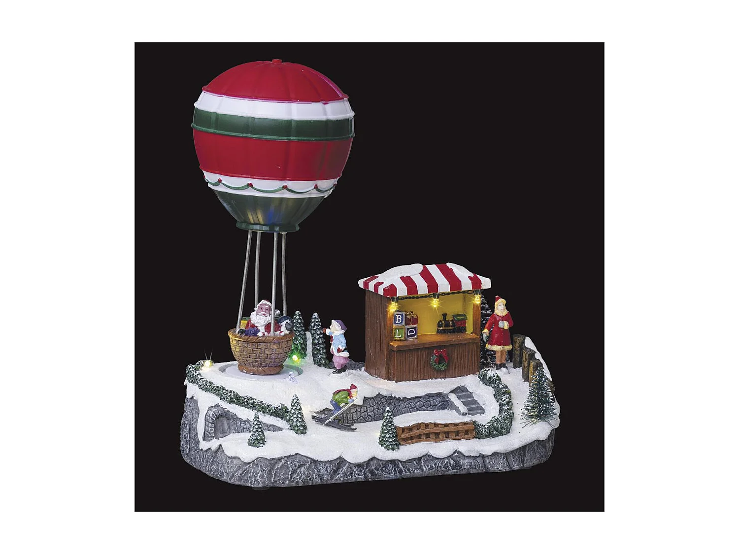 Village de Noël Manège & Ballon "Laponie" 24cm Multicolore
