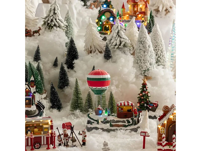 Village de Noël Manège & Ballon "Laponie" 24cm Multicolore