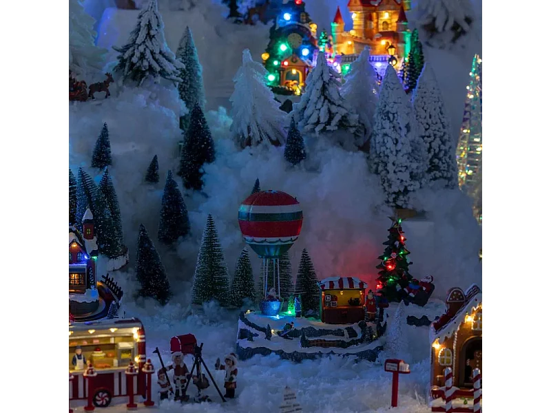 Village de Noël Manège & Ballon "Laponie" 24cm Multicolore