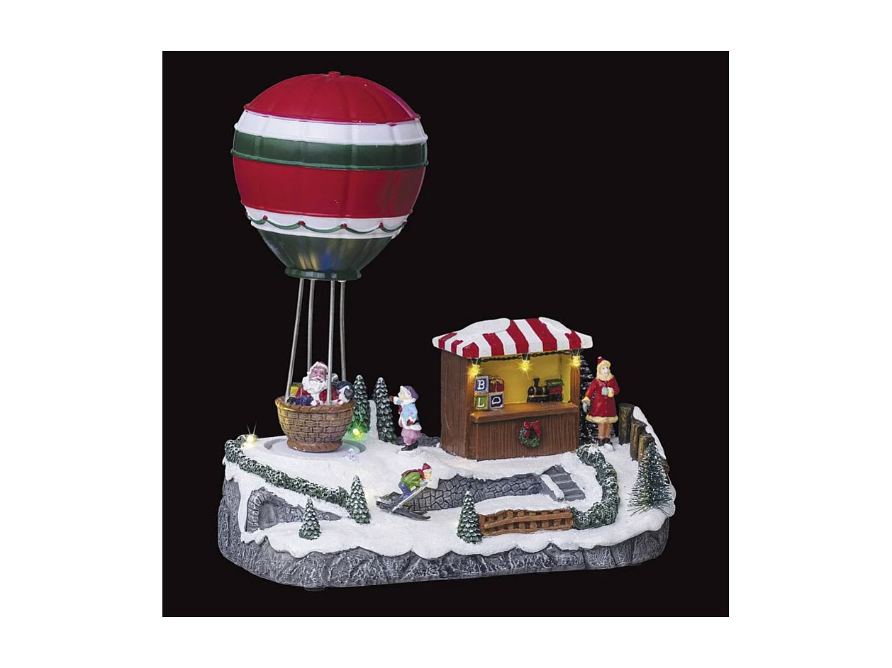 Village de Noël Manège & Ballon "Laponie" 24cm Multicolore