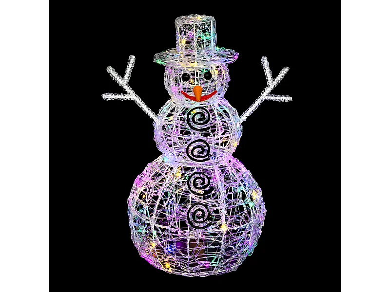 Déco lumineuse Bonhomme de neige en 3D 100 LED Multicolore H 60 cm