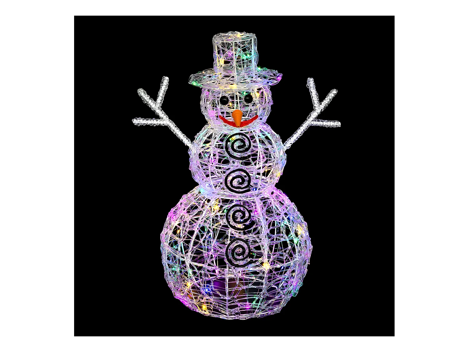 Déco lumineuse Bonhomme de neige en 3D 100 LED Multicolore H 60 cm
