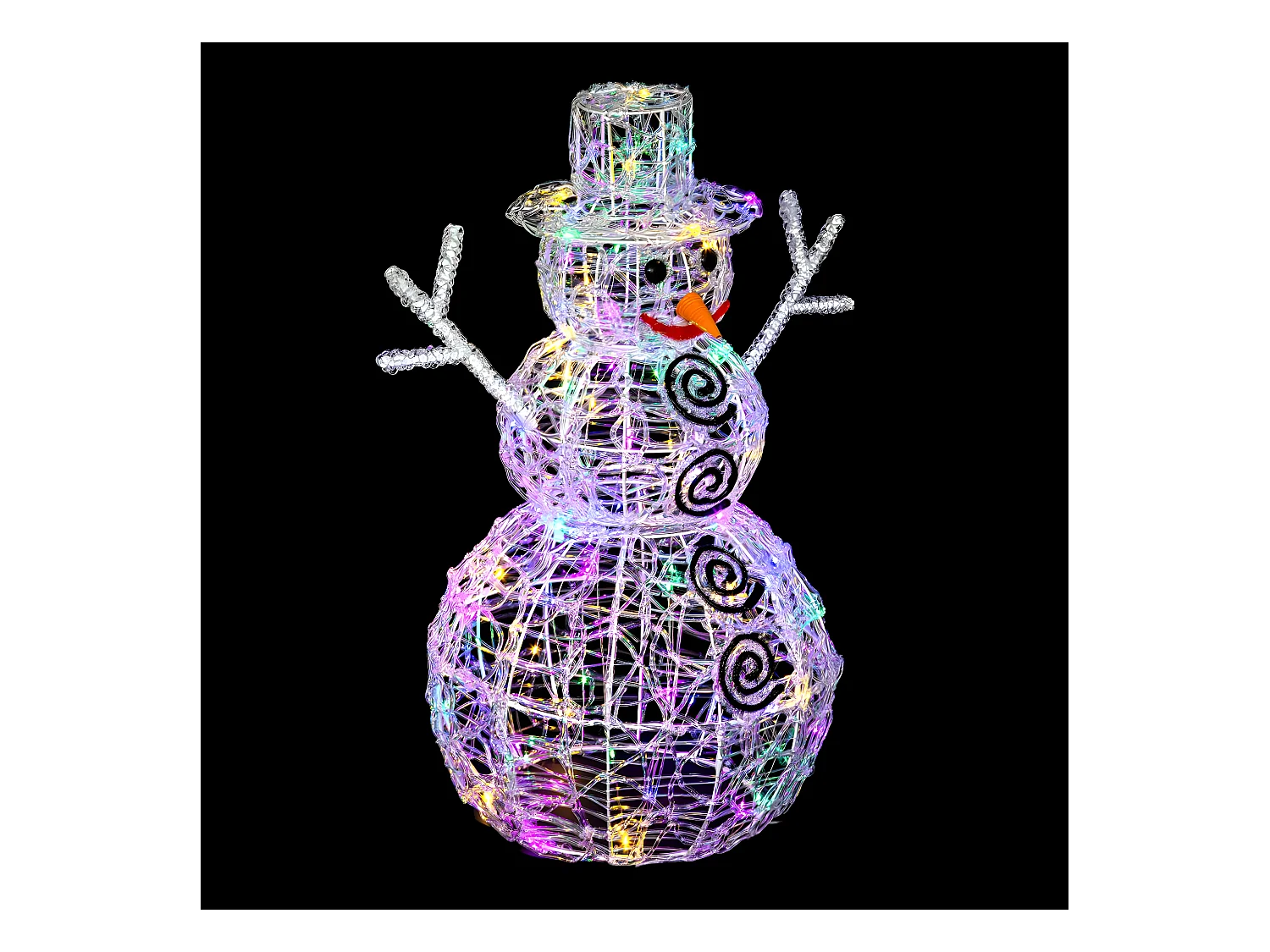Déco lumineuse Bonhomme de neige en 3D 100 LED Multicolore H 60 cm