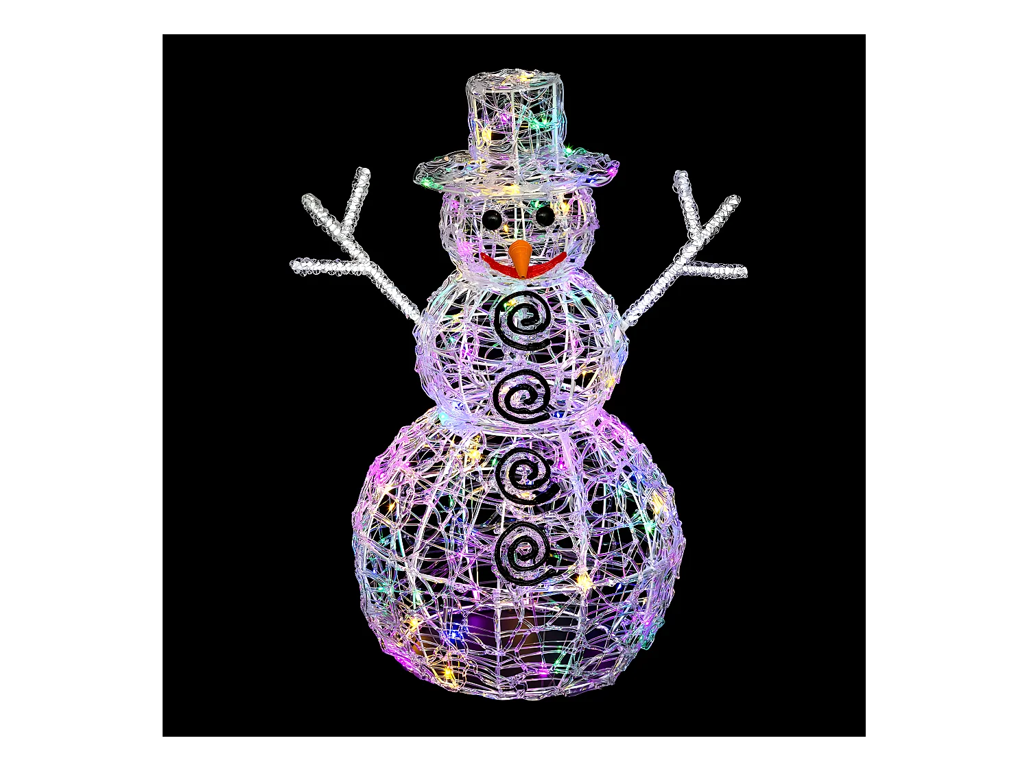 Déco lumineuse Bonhomme de neige en 3D 100 LED Multicolore H 60 cm