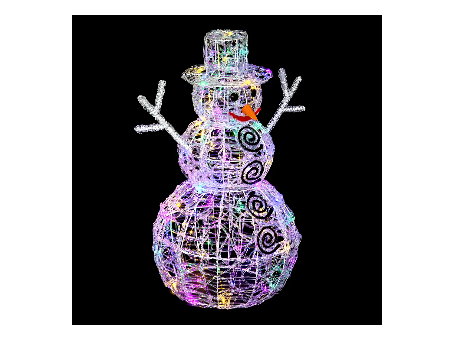 Déco lumineuse Bonhomme de neige en 3D 100 LED Multicolore H 60 cm