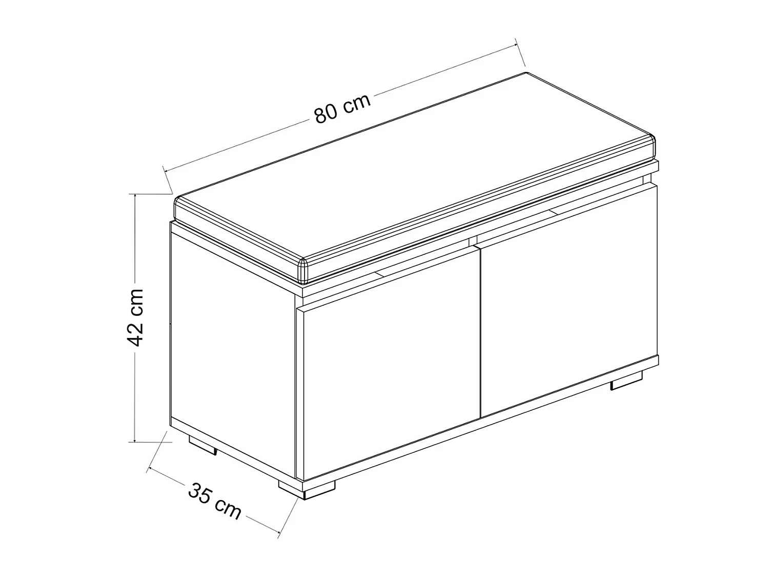 Banc à chaussures Brande avec 2 portes à 4 niveaux 42 x 80 x 35 cm blanc / noir [en.casa]
