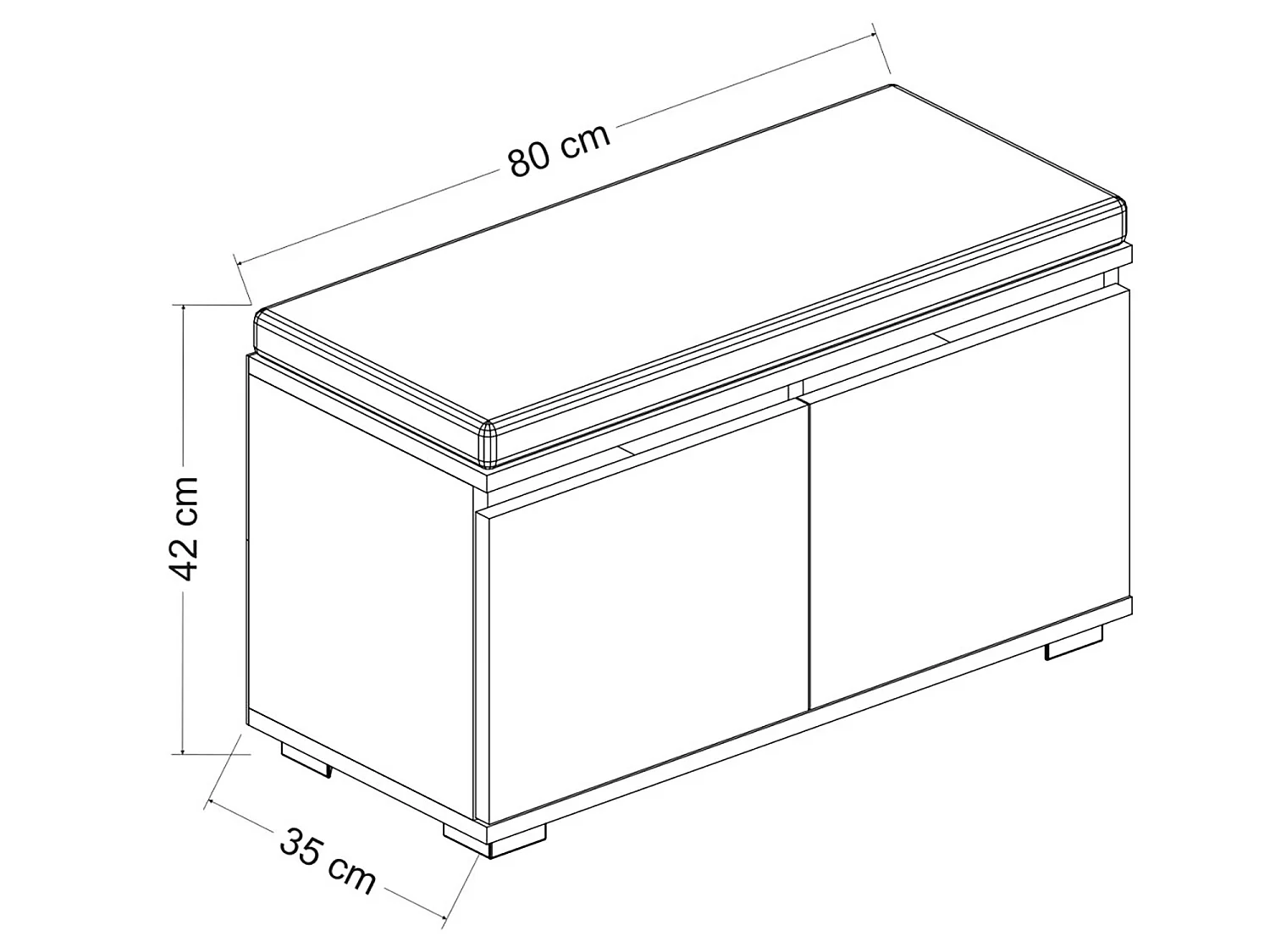 Banc à chaussures Brande avec 2 portes à 4 niveaux 42 x 80 x 35 cm blanc / noir [en.casa]