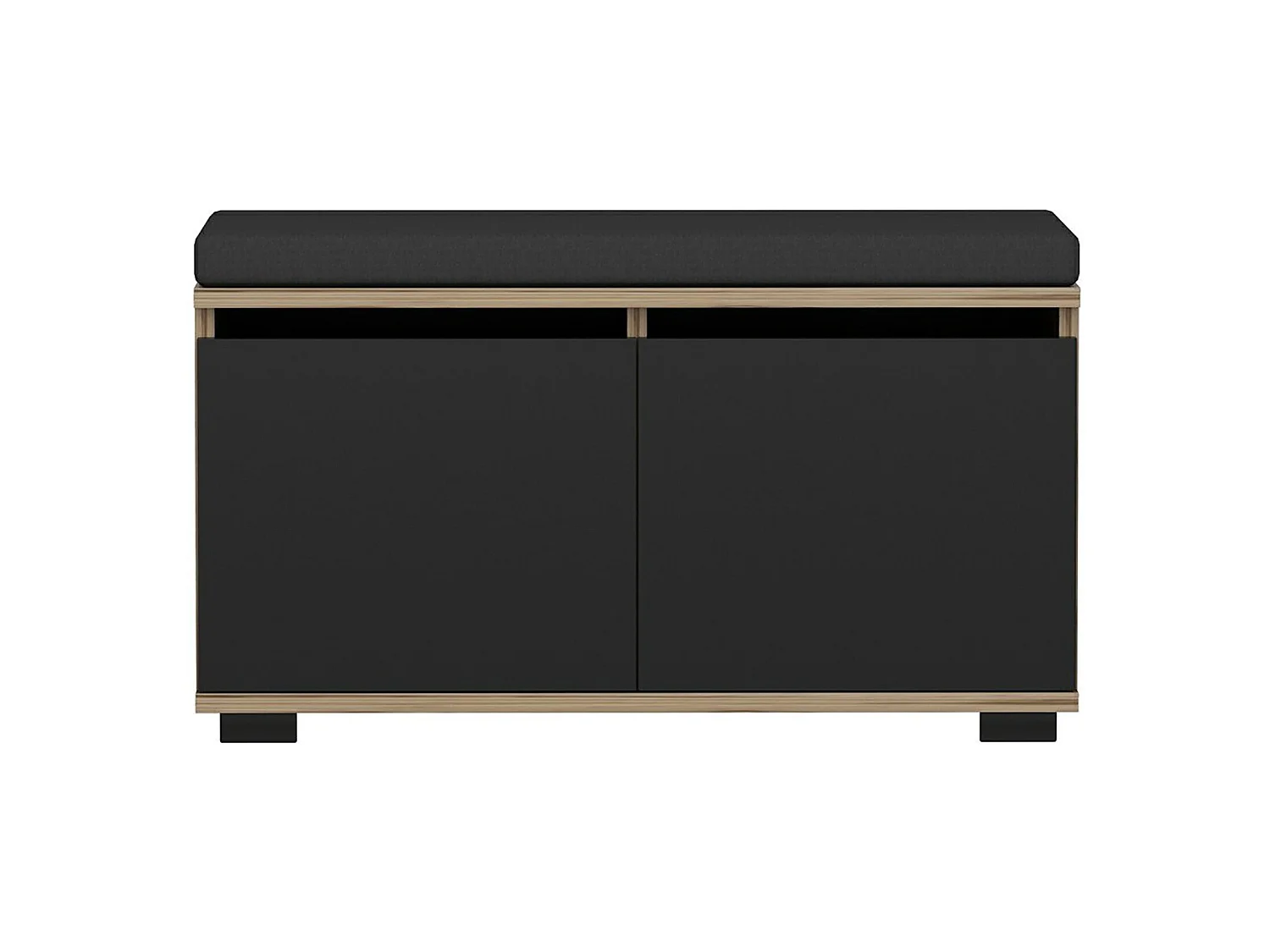 Banc à chaussures Brande avec 2 portes à 4 niveaux 42 x 80 x 35 cm effet chêne / noir [en.casa]