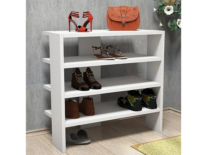 Étagère à chaussures Gudme pour entrée à 4 niveaux 60 x 64 x 32 cm blanc [en.casa]