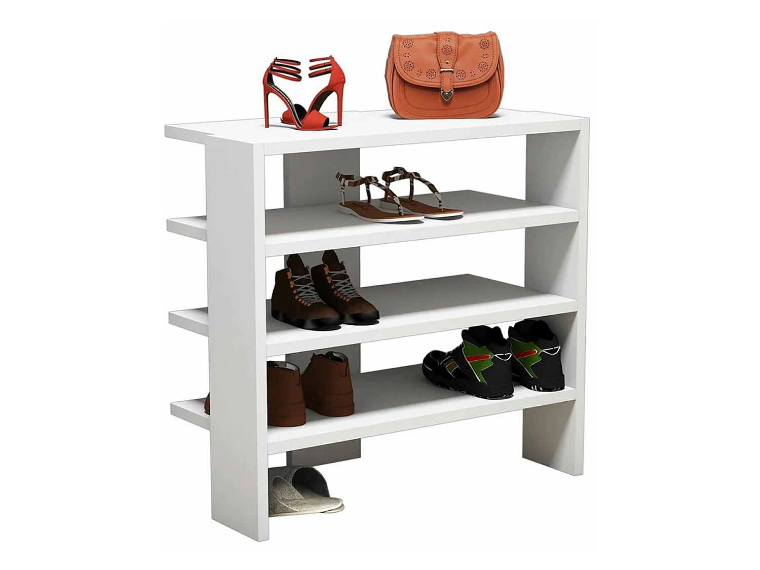 Étagère à chaussures Gudme pour entrée à 4 niveaux 60 x 64 x 32 cm blanc [en.casa]