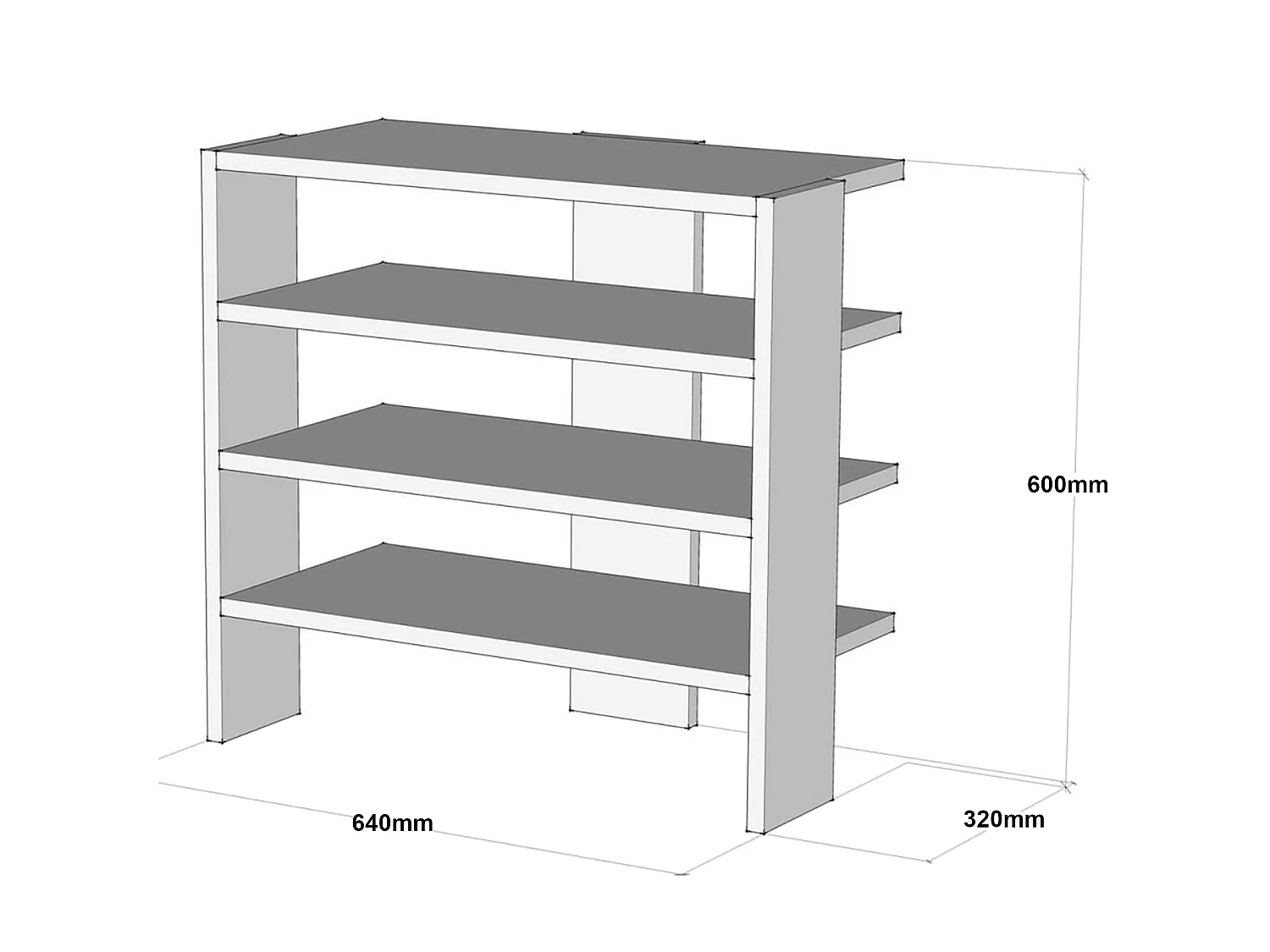 Étagère à chaussures Gudme pour entrée à 4 niveaux 60 x 64 x 32 cm blanc [en.casa]