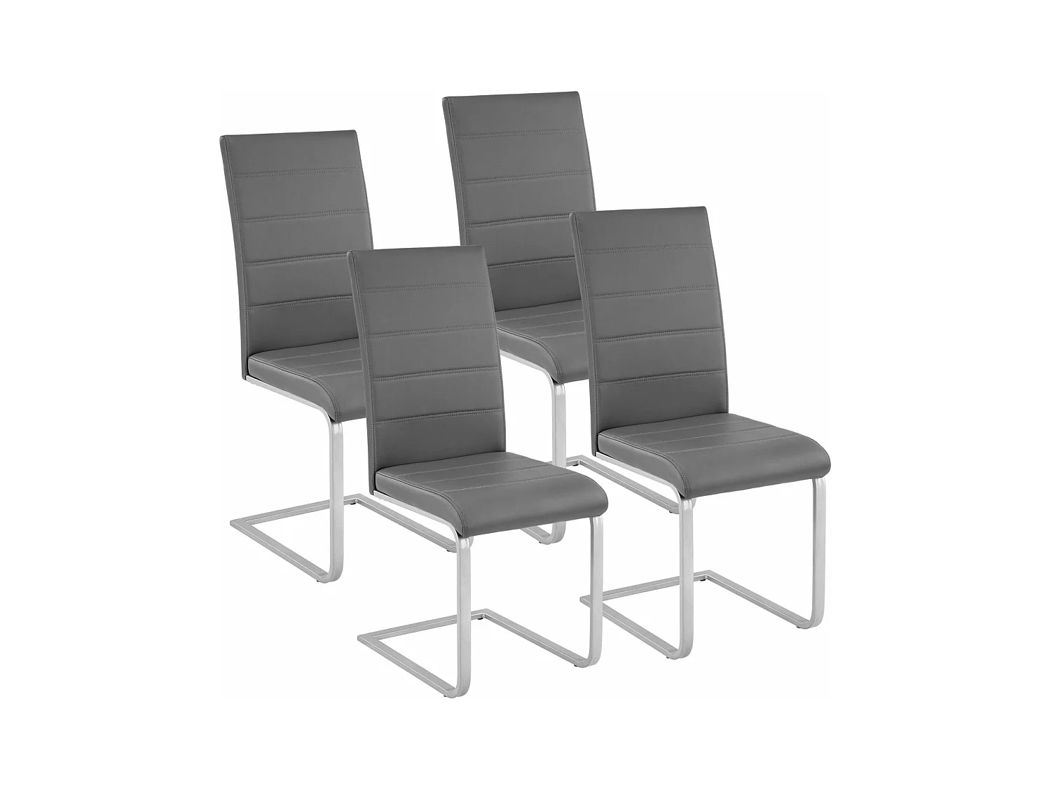 Lot de 4 chaises pieds acier siège de salon cuisine salle à manger design carré élégant gris 08_0000574