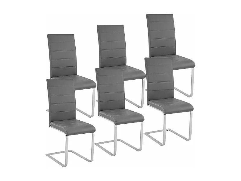 Lot de 6 chaises pieds acier siège de salon cuisine salle à manger design carré élégant gris 08_0000122