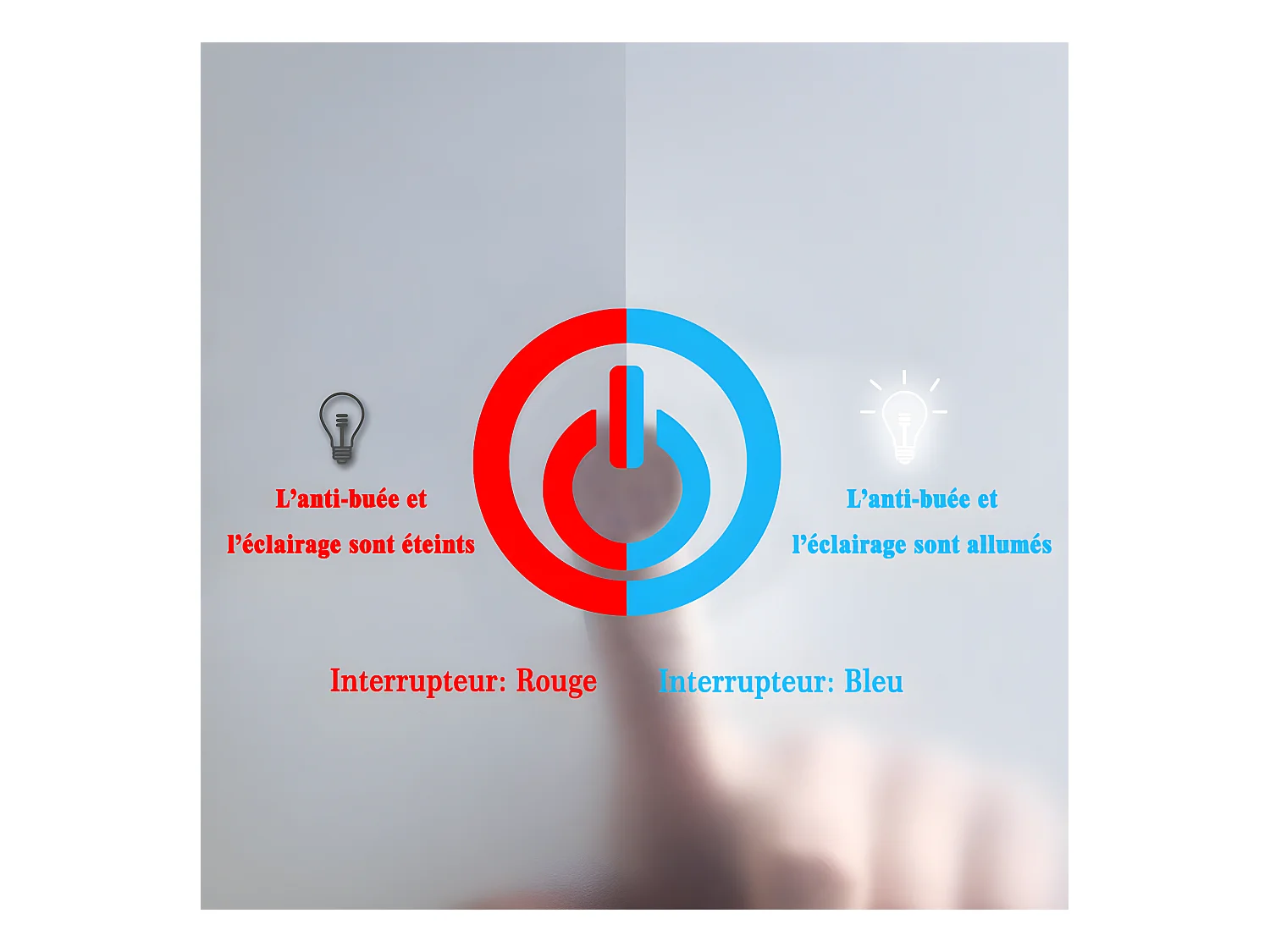 Miroir de salle de bain lumineux rond à leds - L60 x H60 cm Aica