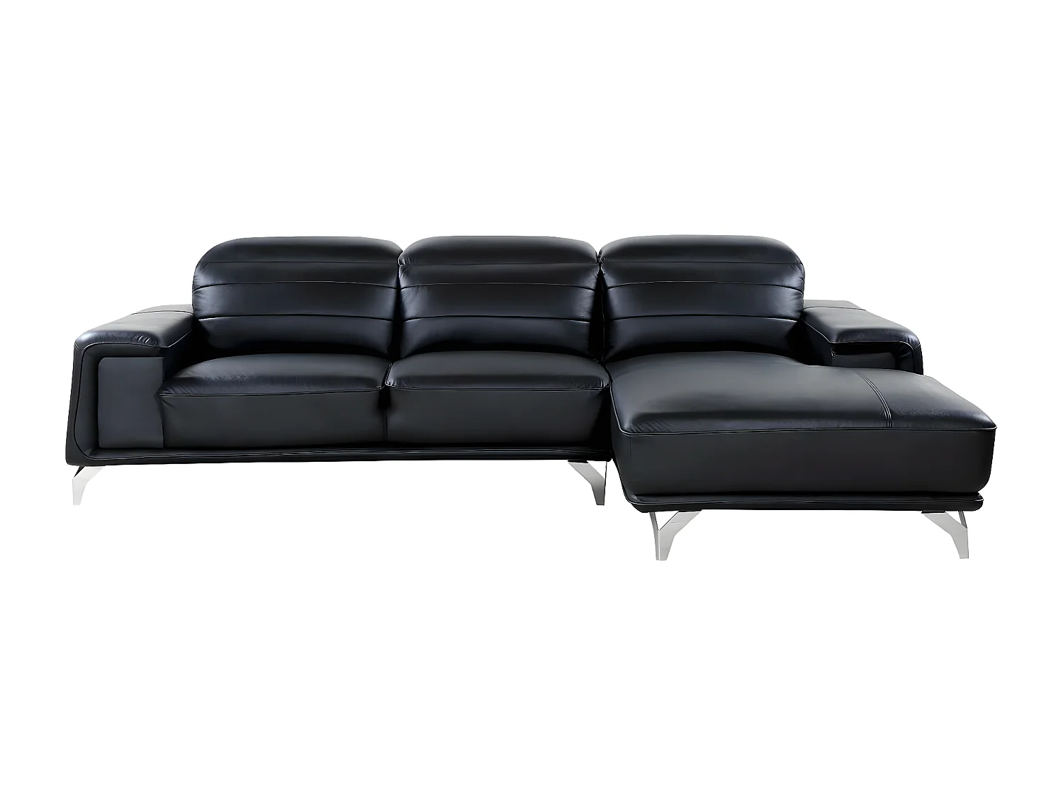 Canapé d'angle cuir reconstitué et PVC "Leicester" - 4 places - Noir - Angle gauche