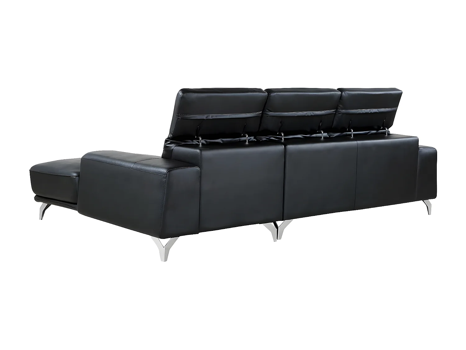 Canapé d'angle cuir reconstitué et PVC "Leicester" - 4 places - Noir - Angle gauche