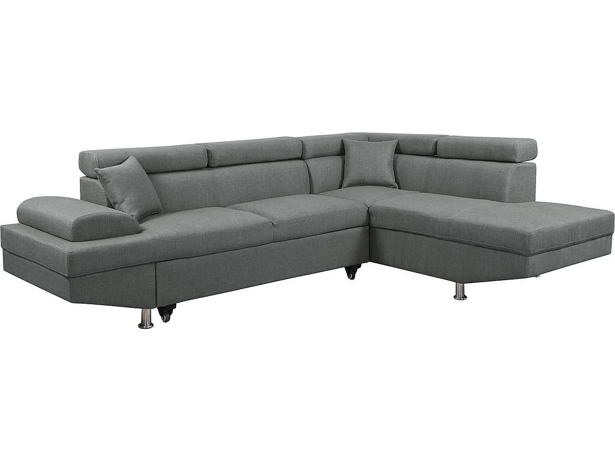 Canapé d'angle "Sophia luxe" - 265 x 190.5 x 80/91 cm - Gris - Angle droit