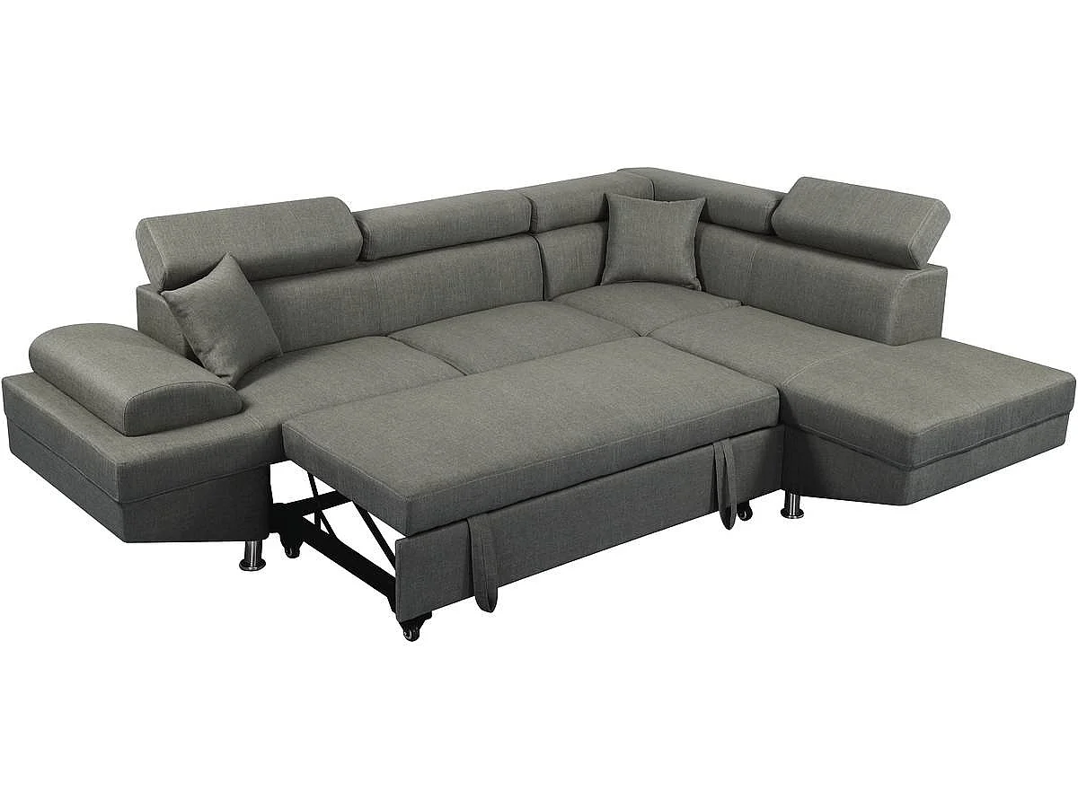 Canapé d'angle "Sophia luxe" - 265 x 190.5 x 80/91 cm - Gris - Angle droit