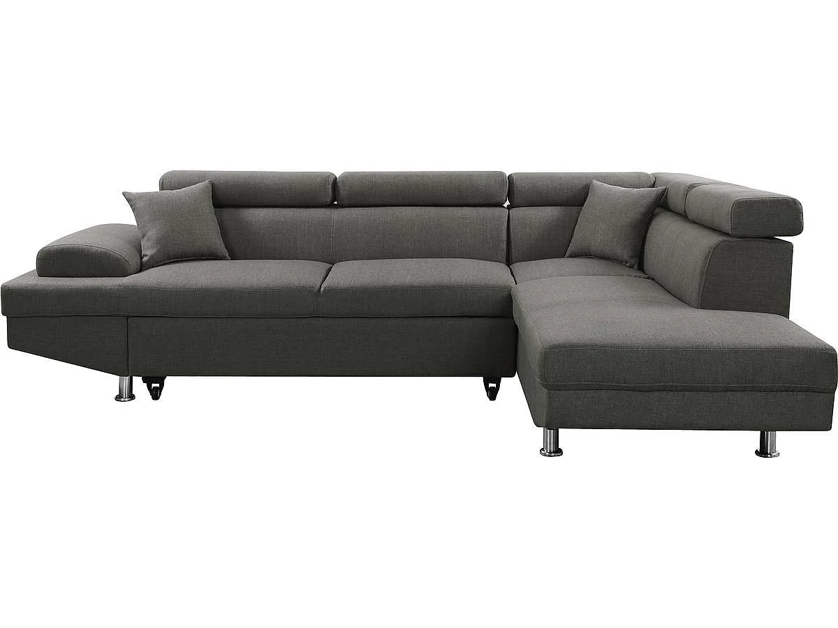 Canapé d'angle "Sophia luxe" - 265 x 190.5 x 80/91 cm - Gris - Angle droit