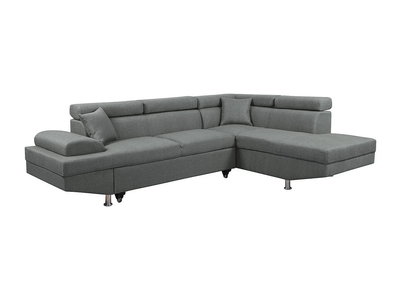 Canapé d'angle "Sophia luxe" - 265 x 190.5 x 80/91 cm - Gris - Angle droit