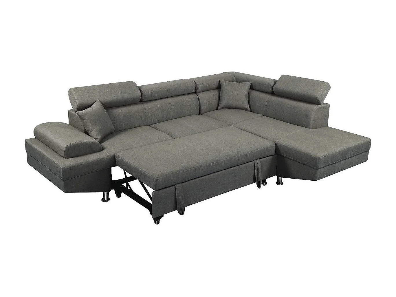 Canapé d'angle "Sophia luxe" - 265 x 190.5 x 80/91 cm - Gris - Angle droit