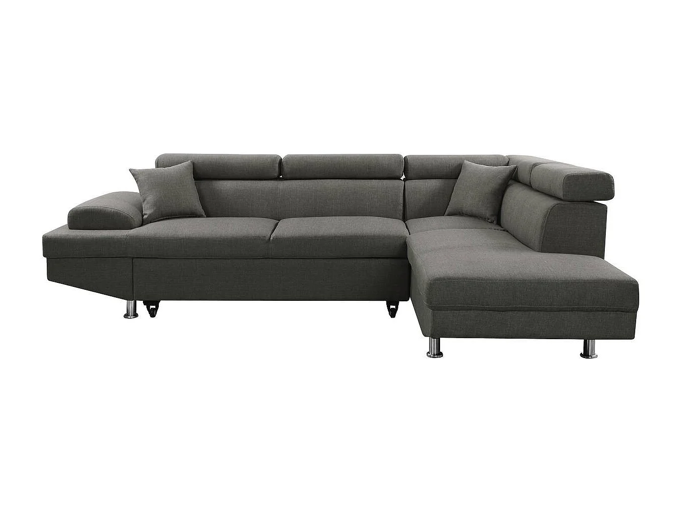 Canapé d'angle "Sophia luxe" - 265 x 190.5 x 80/91 cm - Gris - Angle droit